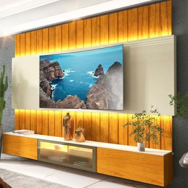 Imagem de Estante Home para Tv até 85 Polegadas com Led 230cm Soberano Reflecta Naturale/Off White