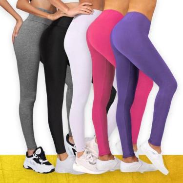 Imagem de Kit c/ 5 CALÇAS LEG Legging BASICA Cintura Alta Fitness Treino Casual 