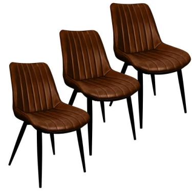 Imagem de Kit 3 Cadeiras Chicago Poltrona Estofada Tainá Pu Vintage Retro Pés Pr