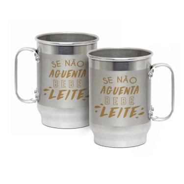 Imagem de Caneca Alumínio c/ Faixa Fosca 600ML Não Aguenta Bebe Leite