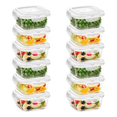 Imagem de Jogo 12 Potes de Vidro Hermético Com Tampa E Trava Quadrado 800 ml Man