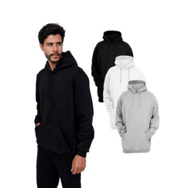 Imagem de Kit Com 3 Moletom Canguru Com Capuz - Colors - RogerShop, M, Colorido