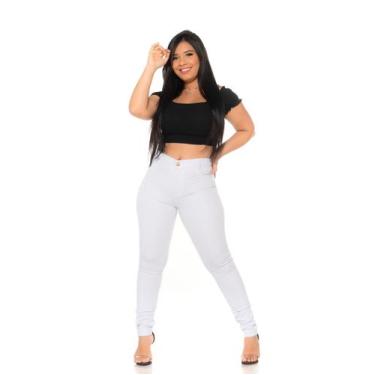 Imagem de Calça Skinny Feminina Jeans Branca com lycra cintura alta - Faraya Jea