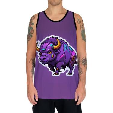 Imagem de Camiseta Regata Tshirt Animais Cyberpunk Búfalo Africa HD 2 - Enjoy Sh