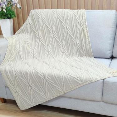 Imagem de Manta Sofa Trico Decorativa 150x90cm Usufruto Tricot c2, PAPIRO