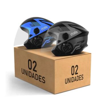 Imagem de Kit 2 Capacete Aberto Etceter Open Moto Masculino Feminino Segurança -