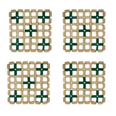 Imagem de Descanso de Panela de Bambu Apoio 4 Peças Verde - RT