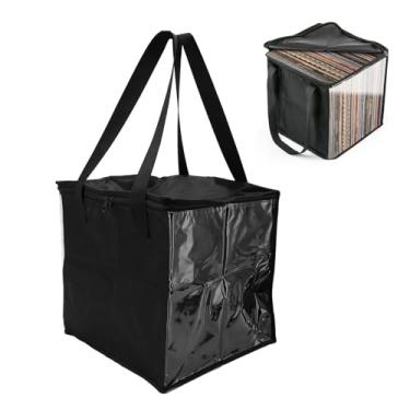 Imagem de Caixa de Armazenamento de Discos de Vinil, Bolsa para Transporte de álbum de Vinil Em Tecido Oxford Com Zíper de Metal, Organizador de Vinil LP de 12 Polegadas Comporta até 50