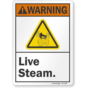 Imagem de SmartSign Placa "Warning - Live Steam" | Plástico de 17,8 cm x 25,4 cm