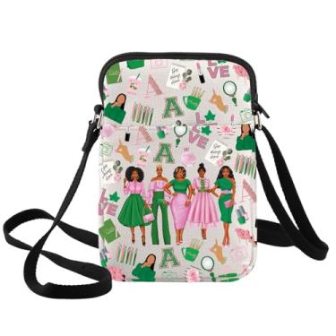 Imagem de BWWKTOP Bolsa tiracolo 1908 Sorority Greek Sorority Gift Pink and Green Sorority Shoulder Bag 1908 Sorority Paraphernalia, Rosa e verde - xk B