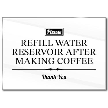Imagem de Placa acrílica para cafeteira, refil de 5 x 3,5 cm, placa de café, reservatório de água, itens essenciais para sala de descanso de escritório, placas de café para estação de café, compatível com