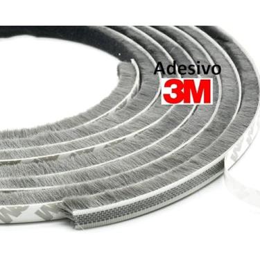 Imagem de Veda Frestas Escova Fita Adesiva Vedação Janela Porta 15x7mm - Youtek (Cinza, 5 Metros)