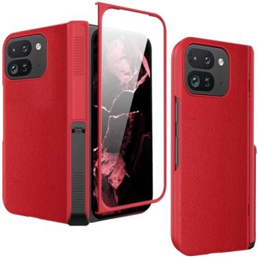 Imagem de NINKI Capa dobrável compatível com Google Pixel 9 Pro com suporte invisível, capa dobrável para Pixel 9 Pro com proteção de dobradiça e protetor de tela contra quedas para Google Pixel 9 Pro Fold Red