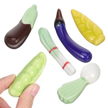 Imagem de Luxshiny Lindo Conjunto De Descanso Pauzinhos De Vegetais 6 Peças Suporte De Cerâmica Pauzinhos Colher De Mesa Escova Decoração Adorável De Cozinha Estilo Chinês
