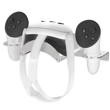 Imagem de ANSHAWTIY VR Wall Mount Aluminum Alloy,VR Headset Wall Mount Storage Stand Hook Compatible with Meta Quest 3/Quest Pro/Quest 2,Quest 3 Stand with 2 Storage Way,Desk Space Saving(Silver)