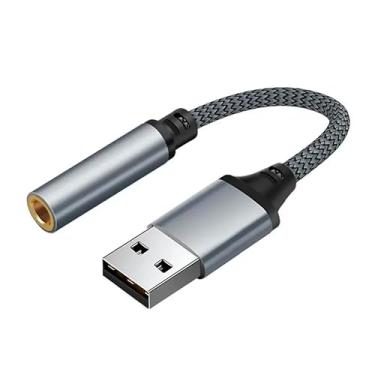 Imagem de Adaptador para Fone de Ouvido 3.5mm P2 para USB-A - Conexão Rápida com Cabo Reforçado de Tecido