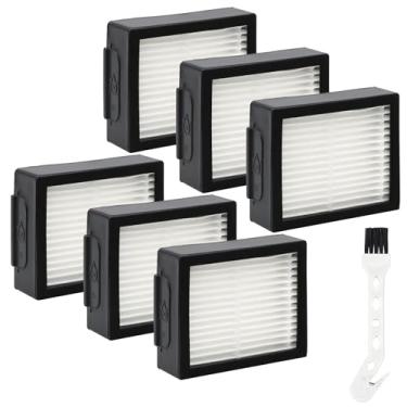 Imagem de Filtros HEPA de substituição para iRobot Roomba E I & J Series i7 i7+/plus i3 i3+ i4 i4+ i5 i5+ i6 i6+ i8 i8+ E5 E6 E7 aspirador de pó, pacote com 6 filtros de alta eficiência + 1 escova de limpeza