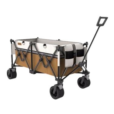 Imagem de carroça Carrinho de vagão espaçoso com rodas, vagão de salão dobrável, carrinho de praia com bolsa de rede, vagão utilitário para compras de acampamento dobrável