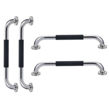 Imagem de Barra de Apoio 30cm Inox Kit 4 unidades Superficie Antiderrapante Banh