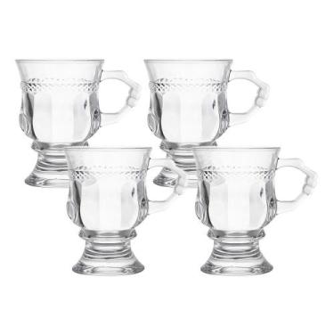 Imagem de Jogo 4 Caneca de Café 117ml Hanover Vidro Cristalino Transparente Xíca