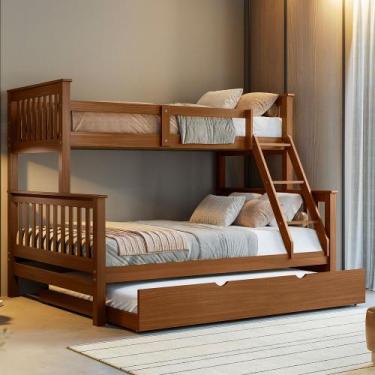 Imagem de Treliche De Madeira Casal Solteiro Com Aux Casal Woodstore, Castanho