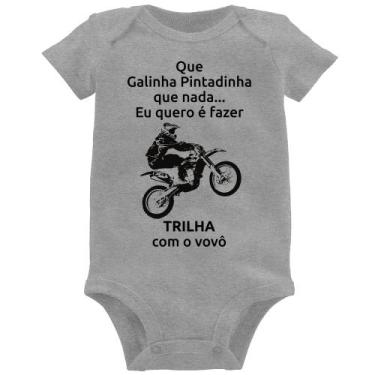 Imagem de Body Bebê Trilha com o vovô - Foca na Moda, Cinza, GG