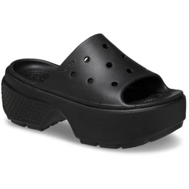 Imagem de Crocs™ Stomp Wedge Slides para homens e mulheres – Forro termoplástico, cabedal e palmilha – Design de bico redondo, Preto, 37