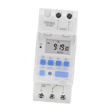 Imagem de Digital LCD Display Programável Timer Switch 12V DC, 16A DIN RAIL Com Contagem Regressiva e Controle do Temporizador, Controlador de relé de Tempo Eletrônico para Uso Doméstico