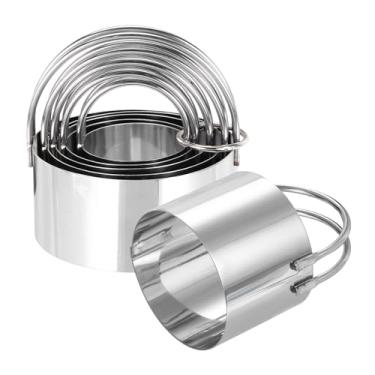 Imagem de HARFINGTON Conjunto de 5 peças de cortadores de biscoito redondos de aço inoxidável, ferramenta de cortador de massa com alça para assar bolos de cozinha