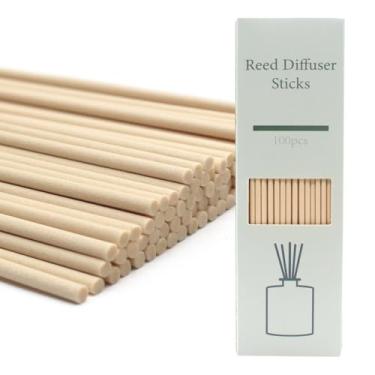 Imagem de 100 peças de bastões difusores, bastões de madeira de vime natural de 25,4 cm, refil de refil de óleo essencial para fragrância aromática (cor primária, 25,4 cm)
