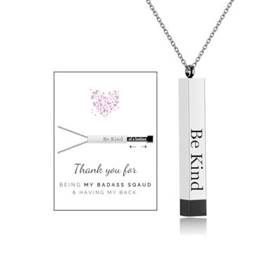 Imagem de Colar Be Kind of a Badass para mulheres, colar com pingente de mensagem oculta ouro rosa prata preto We Always Have Each Other's Back Necklace BFF Friendship Funny Holiday Jewelry Presente