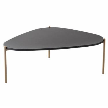 Imagem de Mesa de Centro Orgânica Artesano 77 cm (Largura) em MDP Nero (Preto) e Pés em Aço Dourado