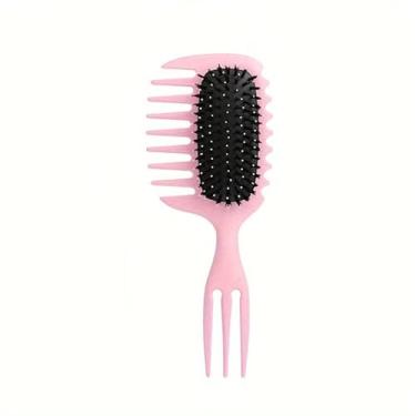 Imagem de Escova de cabelo definidora de cachos para cabelos longos, pente de massagem com cabo de resina, escova de cabelo cacheado para mulheres (rosa)