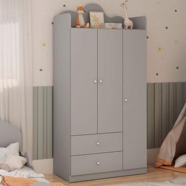 Imagem de Guarda-Roupa Infantil Nuvem 3 Portas 2 Gavetas Marrom Claro - Genialflex