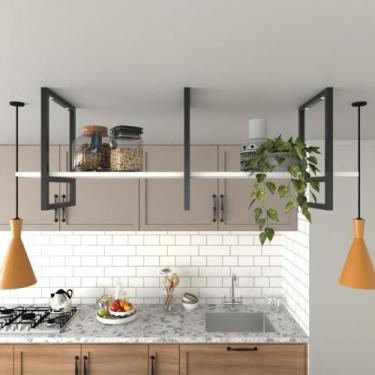 Imagem de Prateleira industrial cozinha Prateleira de ferro e madeira nicho indu