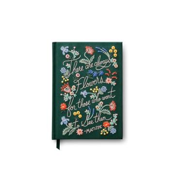 Imagem de RIFLE PAPER CO. Diário bordado sempre com flores | 240 páginas pautadas, capa de tecido com bordado floral e marcador de página de fita de gorgorão, encadernação plana, 20 cm C x 14,6 cm L