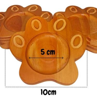 Imagem de Kit Pires Redondo Gatinho Porta Xícara Mesa Posta Copo De Madeira - LM