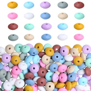 Imagem de QINJIEJIE 200 peças de contas de lentilha de silicone, 10 cores, 12 mm, contas focais de silicone de borracha, espaçador solto, contas a granel para canetas, para chaveiro, pulseira, colar, artesanato