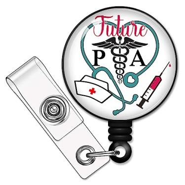 Imagem de RZHV Carretel retrátil para crachá Future PA com clipe jacaré, ferramentas médicas engraçadas, porta-crachá, presente para enfermeira RN LPN, estudante de enfermagem, trabalhador médico, assistente