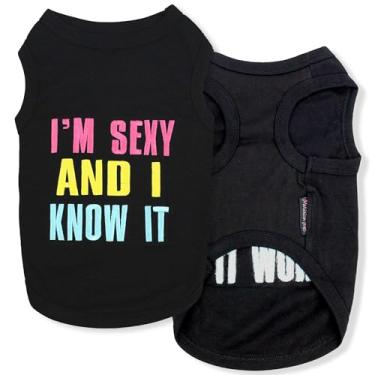 Imagem de Parisian Pet Camisetas bordadas para cães e gatos camiseta sexy and I Know It, P