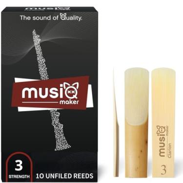 Imagem de Palhetas de clarinete premium Bb Clarion, força 3, pacote com 10 com embalagem em caixa – Projetado com uma ponta de palheta refinada e processo de corte de precisão, para iniciantes e jogadores