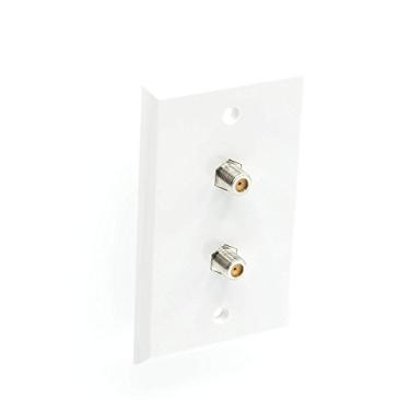 Imagem de The CIMPLE CO tomada de parede de vídeo branca para cabo coaxial tipo F placa de parede coaxial (placa de parede) – Acoplador de 3 GHz aprovado para Comcast, DIRECTV, rede de pratos e antenas (pacote com 100), White - Twin Coax, 4 Pack