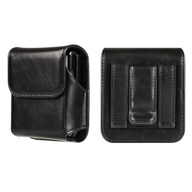 Imagem de Bolsa de couro para celular preta compatível com Samsung Galaxy Z Flip 6 5 4 3 2 1 5G, carteira protetora com clipe de cinto para celular compatível com Huawei P50 Pocket/para Motorola Razr 5G/Razr 40