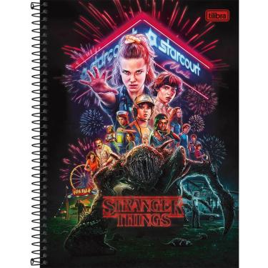 Imagem de Caderno espiral capa dura universitário 1 matéria stranger things 80 folhas