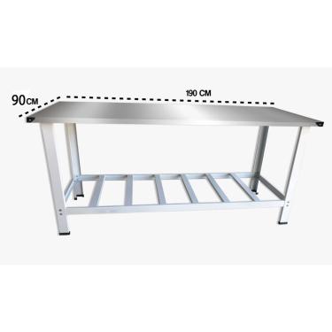 Imagem de Mesa Manipulação de Alimentos Tampo em Aço Inox com Pés e Paneleiros Reforçados 190x90