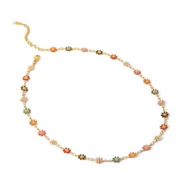 Imagem de Yecomsy Colar gargantilha de margarida, flores fofas, boêmio, Y2k, colorido, girassol, floral, colar, Zinco, Sem Pedra Preciosa