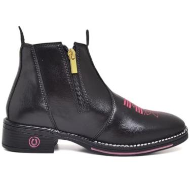 Imagem de Bota Botina Feminina Texana Bico Quadrado Confortável Com Zíper ou Pedra (Preto Zíper, BR, Adulto, Numérico, 37)