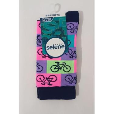 Imagem de Meia Street com Estampa Divertida Cano Longo Selene 4955, Marinho, Pin