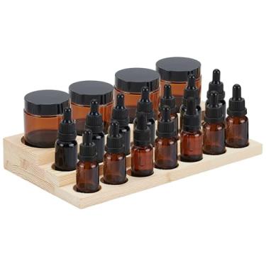 Imagem de BENECREAT Suporte de exibição de óleo essencial de 3 camadas, organizador de óleo essencial de madeira, rack de armazenamento de mesa para garrafas de 5 a 20 ml, prateleira compacta de esmalte, 17 x
