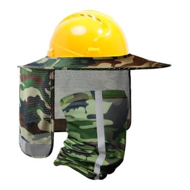 Imagem de TCCFCCT Protetor solar com aba inteira, protetor solar de pescoço de malha de aba completa, proteção solar de alta visibilidade para pescoço e bandana para o rosto, acessórios de capacete rígido, chapéu rígido não incluído, 2 pacotes, camuflagem